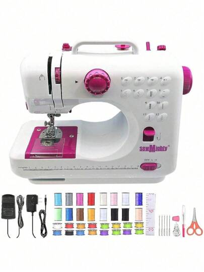 2023new Maquina de Coser Electrica 12 Tipos de Puntadas, Pedal Eléctrico de Doble Uso, Función de Patchwork, Costura de Botones, Cremallera, Costura Cilíndrica, Máquina de Coser Electrica