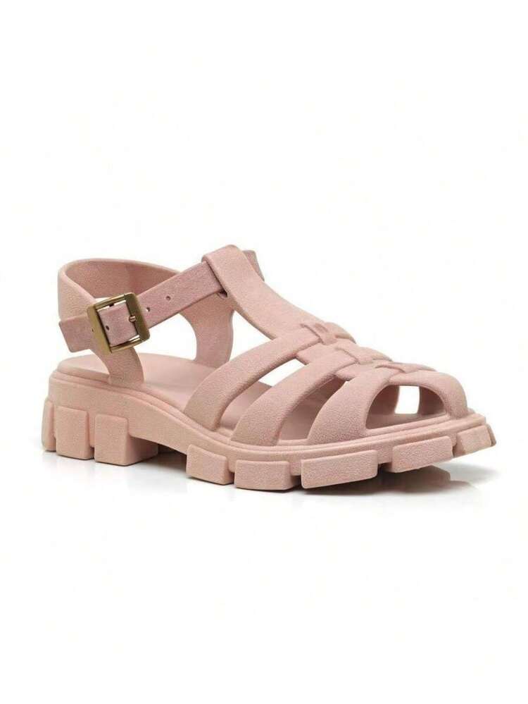 Women's Tractor Sandal With Buckle Comfortable Gladiator Spider Flip Flop - Beige - View 1