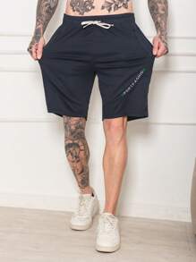 Men's Sweatpants / Zippered Pockets / Elastic Waist - 藍色 - 查看 1