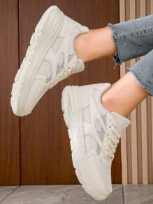 Pantofi cu platformă versatilă de culoare uni noi, pantofi casual pentru femei, pantofi de alergare - Gri - Vizualizare 2