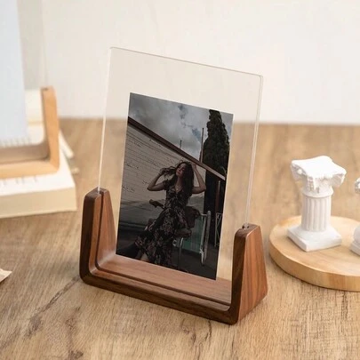 1pc U-Shaped Solid Wood Photo Frame, Wooden Photo Display Rack, Elegant Natural Wooden Frame, Easy To Install, Suitable For Shops, Malls, Cafes, Bars, Restaurants, Offices, Exhibitions, Weddings, Homes And Exhibition Offices| Mother's Day Gifts, Graduation Photo
