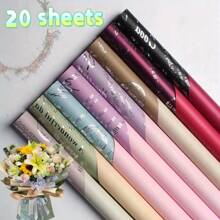 20 张双面双色字母图案包装纸，加厚防水银色英文字母礼品包装纸，适用于圣诞节、婚礼、生日、节日花束