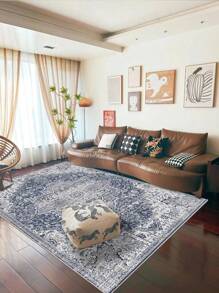 可洗地毯 低绒卧室地毯 防污复古地毯 波西米亚风地毯 超薄仿羊毛防滑装饰地毯 花卉印花室内垫 适用于客厅厨房