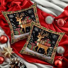 1 vỏ gối trang trí Giáng sinh hình con nai ren cổ điển có quà tặng, 45*45CM nhung mềm màu đào in một mặt, dùng cho tiệc trang trí trong nhà, vỏ gối quà tặng - Nhiều màu - Xem 5