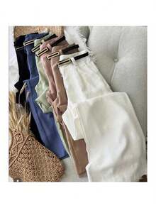 Women's Tailored Wide Leg Trousers With S/XL Rim - 淺粉色 - 查看 4