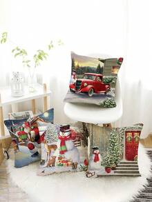 4 件套全新圣诞系列涤纶短毛绒枕套沙发垫套装 - 彩色 - 查看 3