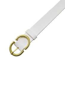 Cinto Fino Feminino Moda Fivela Invertida Trabalhada - Diva - Branco - Visão 3