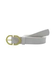 Cinto Fino Feminino Moda Fivela Invertida Trabalhada - Diva - Branco - Visão 2