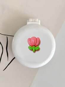 1个郁金香花便携式气囊镜梳，可折叠口袋化妆镜，花朵造型桌面小镜，女士旅行便携镜，二合一化妆镜梳，旅行用品，婚礼，派对，生日礼物，配饰，化妆品，便宜，房间装饰，梳妆台，旅行，卧室，化妆配件，镜子，梳妆镜，便宜，圣诞礼物，化妆品，化妆工具，便宜货，礼物，女士礼物，圣诞礼物