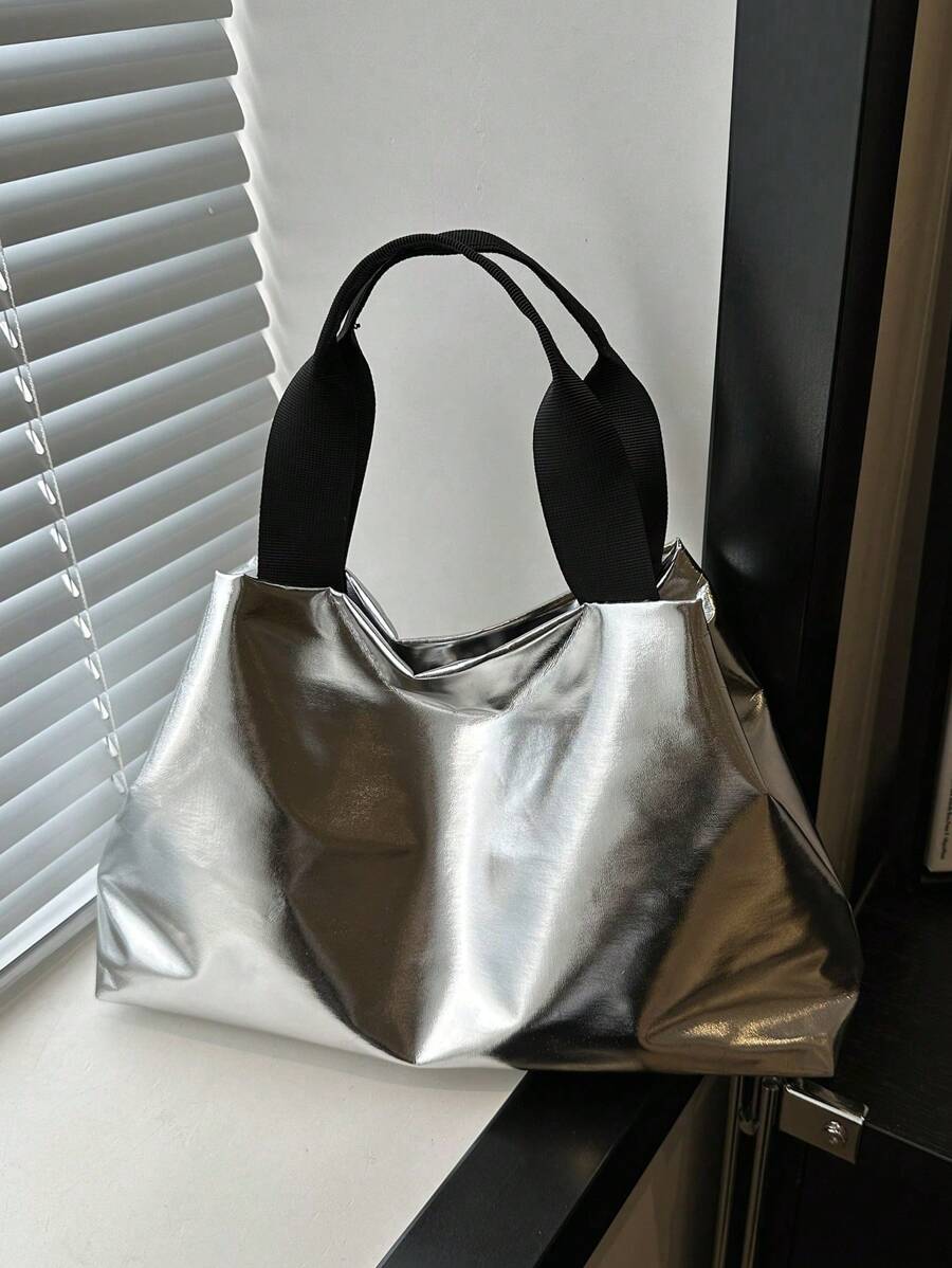 光泽全息糖果色大号手提包，女士手提包，适合上学、通勤、购物