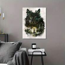 1pc Unique Soul Canvas Poster - Wooden Frame, Vibrant Scenery, Black Cat Print Artwork Printing - Waterproof And Odorless - Exquisite Gift For Wall Decoration, Adding Fun To Bedroom, Office, Bar, Living Room Walls, Perfect For Autumn Decoration - 黑色 - 查看 9