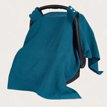 1pc Crinkle Fabric Baby Stroller Canopy, Baby Bassinet Cover - Dark Green - View 6