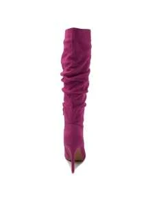 Women Elegant Stiletto Heel Knee-High Boots - Hot Pink - View 4