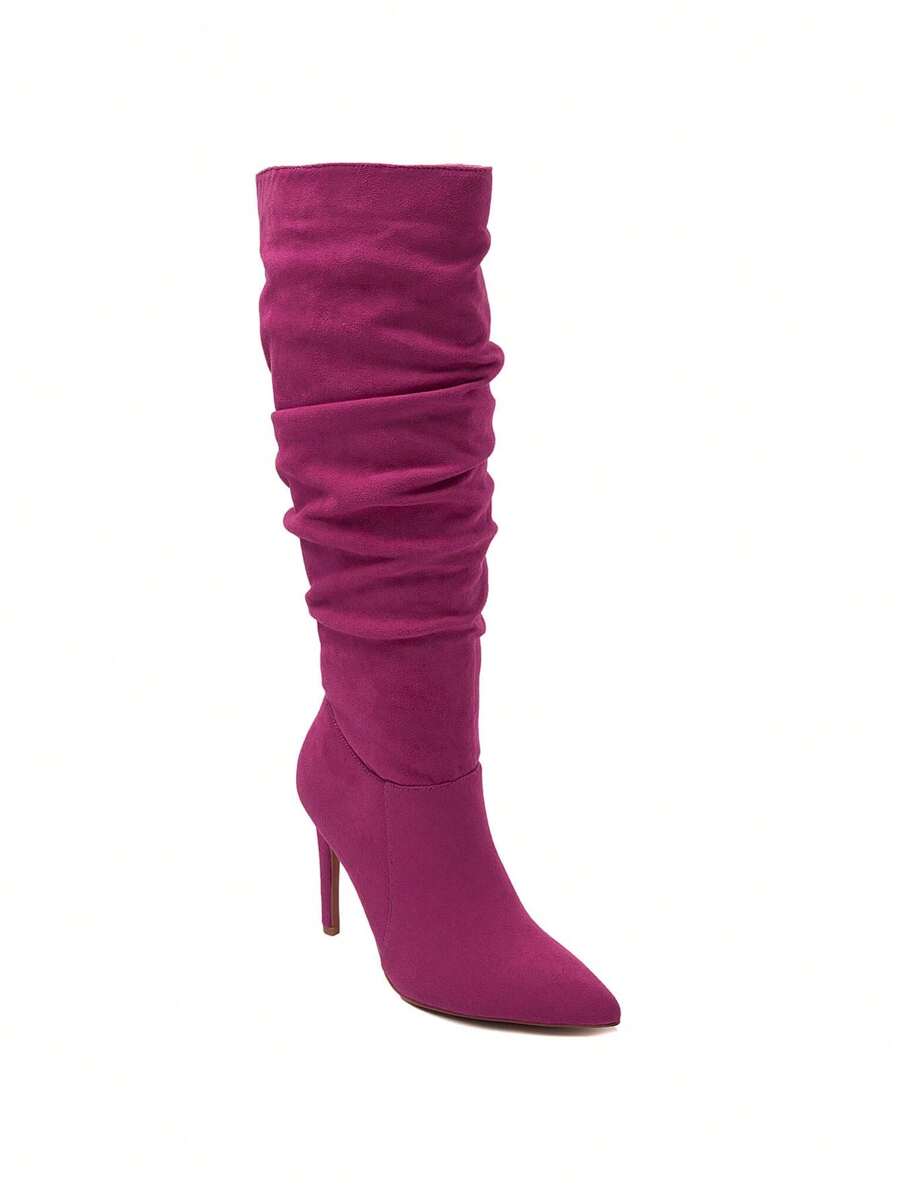 Women Elegant Stiletto Heel Knee-High Boots - Hot Pink - View 1