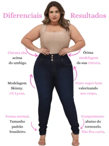 Women's Plus Size Jeans, Elastic, High Waist, Skinny, Shaper, Butt Lifting - 藏蓝色 - 查看 4