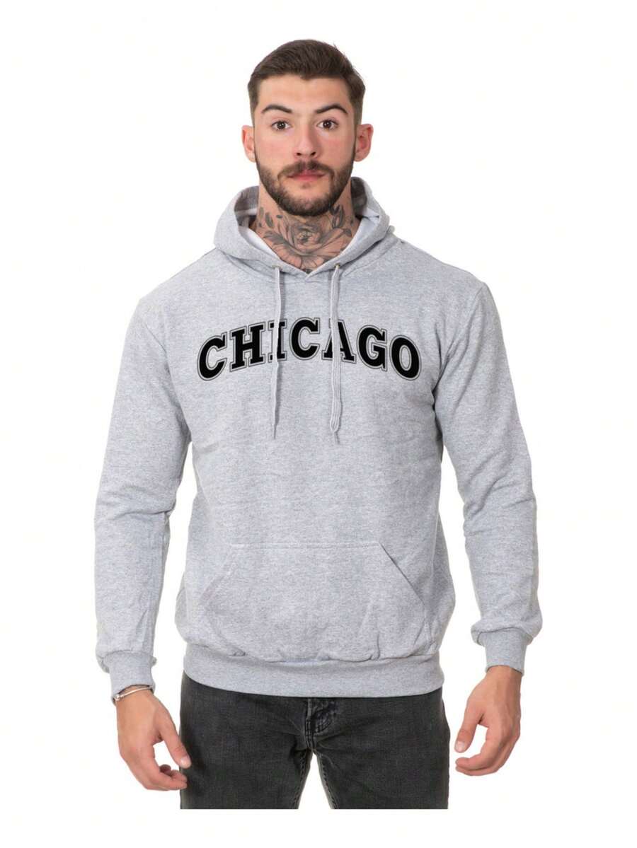 Men's Flannel Sweatshirt Casual Chicago Cold Weather Top - Xám - Xem 1