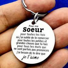 1 件法国姐妹和闺蜜友谊钥匙扣，不锈钢，圆形吊坠，带有经典语录，非常适合圣诞节和情人节礼物，女士时尚配饰，女士可爱钥匙扣，万圣节汽车配件包饰，学校万圣节配件，教师节包饰，带身份证夹的挂绳，汽车配件包饰 - 銀色 - 查看 4