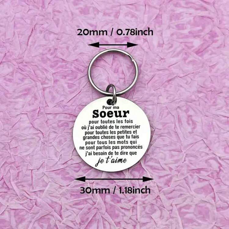 1 件法国姐妹和闺蜜友谊钥匙扣，不锈钢，圆形吊坠，带有经典语录，非常适合圣诞节和情人节礼物，女士时尚配饰，女士可爱钥匙扣，万圣节汽车配件包饰，学校万圣节配件，教师节包饰，带身份证夹的挂绳，汽车配件包饰 - 銀色 - 查看 5