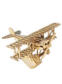 Đồ chơi xếp hình bằng gỗ 3D DIY thủ công mô hình máy bay hai tầng Quà tặng thủ công - Xanh và trắng - Xem 6