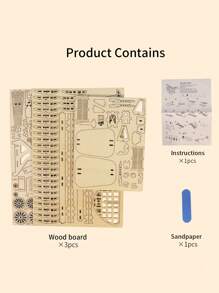 Đồ chơi xếp hình bằng gỗ 3D DIY thủ công mô hình máy bay hai tầng Quà tặng thủ công - Xanh và trắng - Xem 8