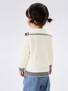 Balabala 婴儿毛衣、艺术针织开衫 - 白色 - 查看 2