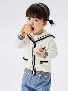 Balabala 婴儿毛衣、艺术针织开衫 - 白色 - 查看 3