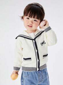 Balabala 婴儿毛衣、艺术针织开衫 - 白色 - 查看 1