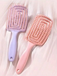 1 件顺发梳 - 适合所有发质的干湿发梳 - 镂空设计，易于清洁，温和顺发 弹性漆纯色按摩梳，镂空设计发刷 通风顺发梳，适合长而浓密的卷发 - 干湿发均可打造无缠结造型 - 彩色 - 查看 8