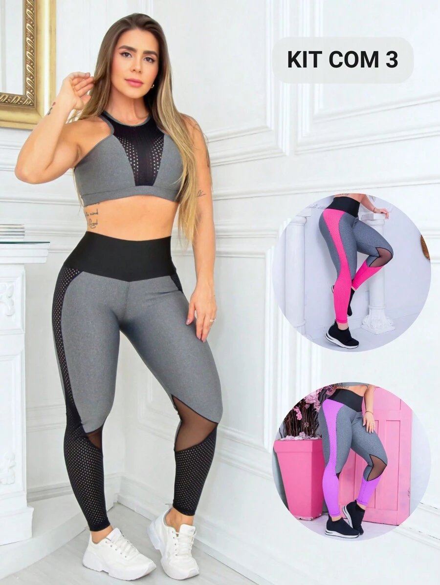 Women Leggings - Blends with Black, Blends with Wheel Pink and Blends with Purple - View 1
