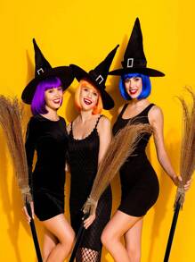 1Pc Halloween Skeleteen Witch Broomstick Costume Accessories - Realistic Wizard Flying Broom Stick Accessory For Costumes(Natural Miscanthus Flowers, It Is Normal To Have Slag, Please Do Not Buy If You Mind) - Multicolor - View 4