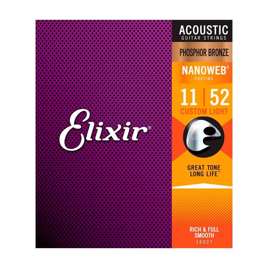 Set de Cuerdas para Guitarra Acústica Custom Light 16027 ELIXIR - Dorado - Ver 1