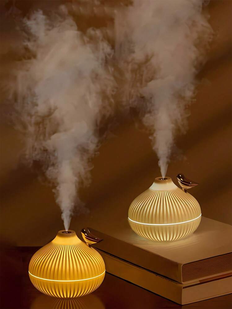 1 件便携式多功能小夜灯空气加湿器，3 色灯光调节，300ml USB 桌面扩散加湿器带 LED 夜灯，浪漫设计小礼物 - 白色 - 查看 3