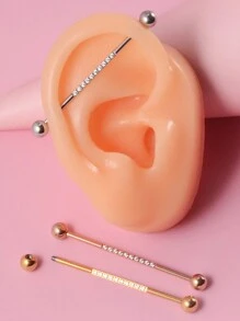 1PC 14G Industrial Scaffold Barbell Surgical Steel For Women Men With CZ Surface Cartilage Earring Body Piercing Jewelry 38mm