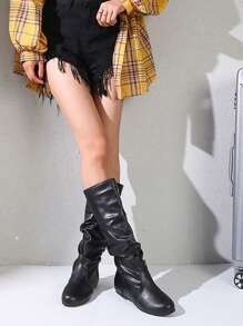 2024 Fall New Flat Myla High-Top Boots, Oversized Fashion Over-The-Knee Riding Boots, Versatile Slim  Boots - Black - View 5