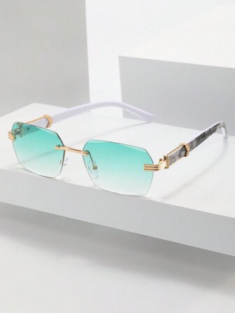 1pc Frameless Rectangular Men's Vintage Fashion Glasses Suitable For Outdoor/Travel Beach Accessories Glasses Shades For Summer Beach Vacation,Outdoor,Travel