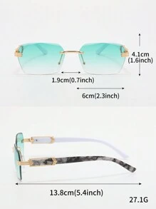 1 件装无框矩形男士复古时尚眼镜适合户外/旅行海滩配件眼镜遮阳镜适合夏季海滩度假、户外、旅行 - 漸層綠色 - 查看 5