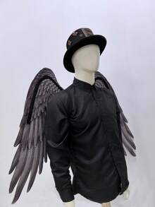 1pc Extra Large Non-Woven Fabric Printed Angel Wings, Black And White, For Mardi Gras, Halloween Costume Party - Black - View 3