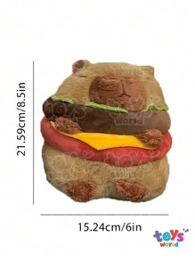 Juguete de Peluche de Capibara Hamburguesa Mediano, Peluche de Animales de Tamaño Mediano, Muñecos de Peluche en Forma de Comida, Compañero Perfecto, Juguete de Kawaii, Regalos de Cumpleaños para Niños y Niñas - Ver 4