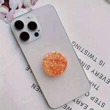 Soporte para teléfono impermeable de ABS con diseño de estrellas/corazones con purpurina, soporte expandible plegable con purpurina para teléfono, compatible con iPhone, teléfonos Android, regalo para cumpleaños, familia, amigos, agarre de teléfono de empuje-tracción, accesorios para teléfono
