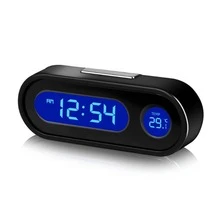 Reloj electrónico de coche en miniatura, reloj de tiempo, relojes de auto con termómetro luminoso, pantalla digital retroiluminada, accesorios de estilo de coche - Negro - Ver 13