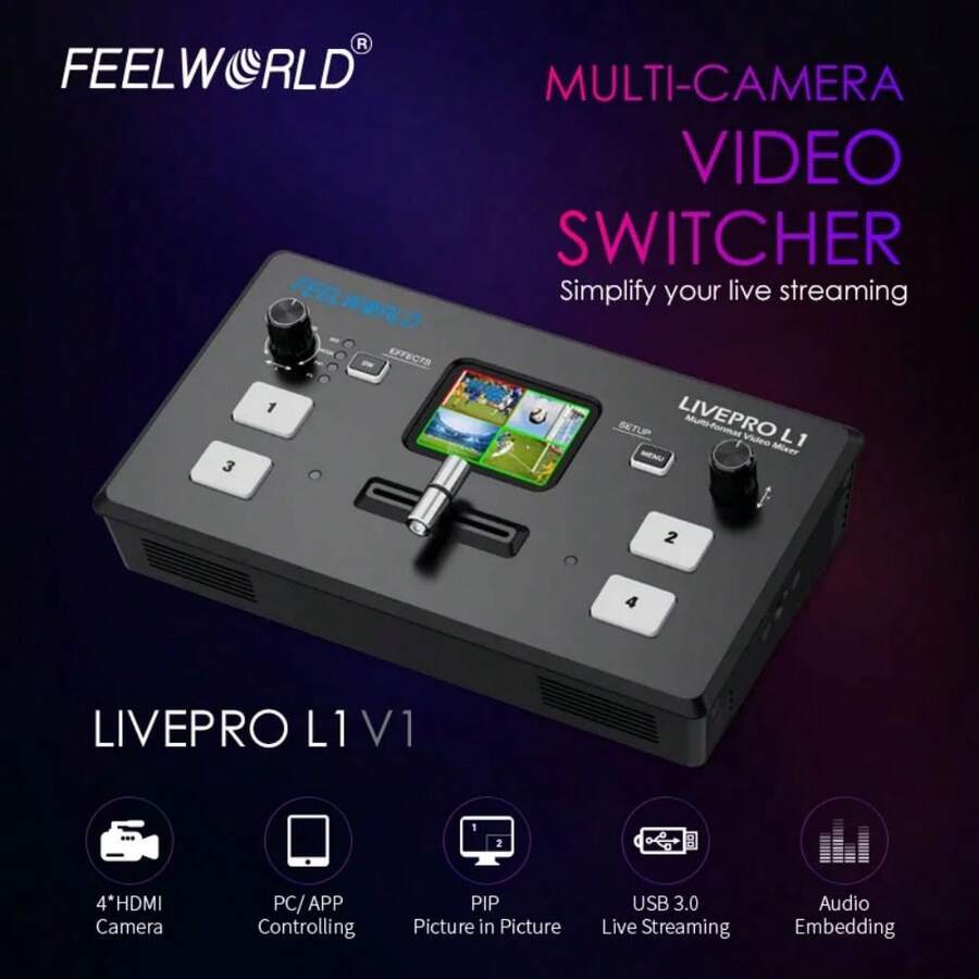 FEELWORLD LIVEPRO L1 V1 Live Streaming Video Switcher 4xUSB3.0 Studio ...