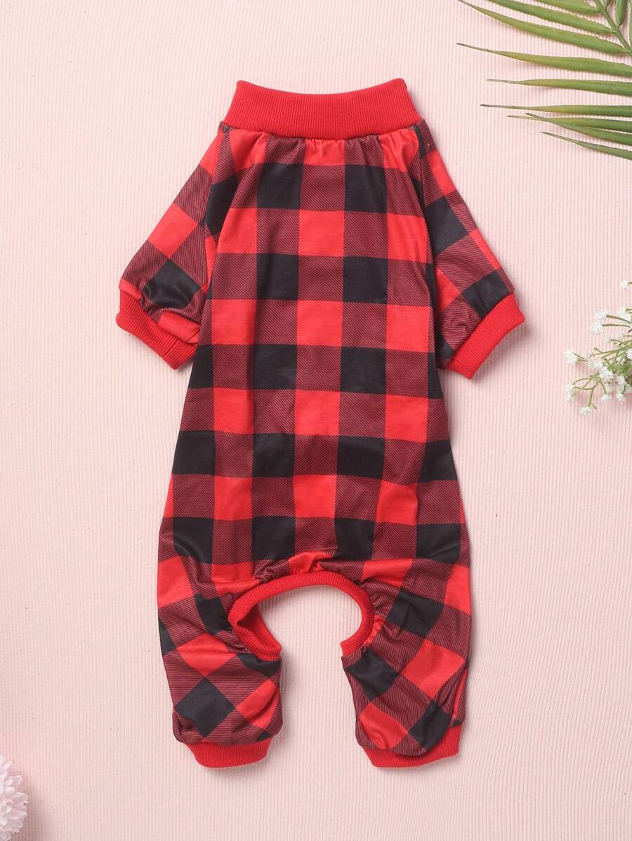 A Polyester Plaid Thin Cat And Dog Outfit, Four Legged Pajamas, Suitable For Pets, Small Cats, And Happy Dogs To Wear At Home In All Seasons