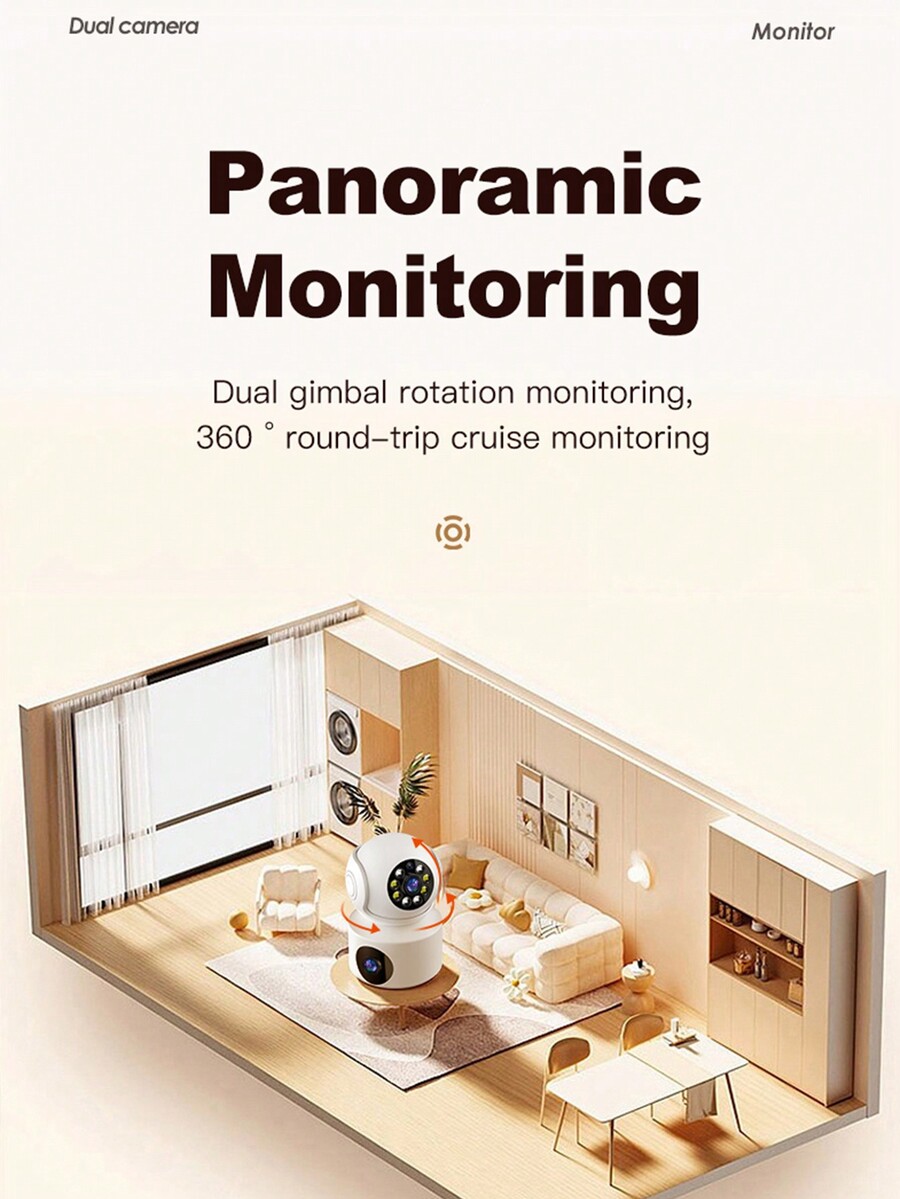 Dual Camera Auto Patrol Smart Security Camera, UltraWide Angle Dual