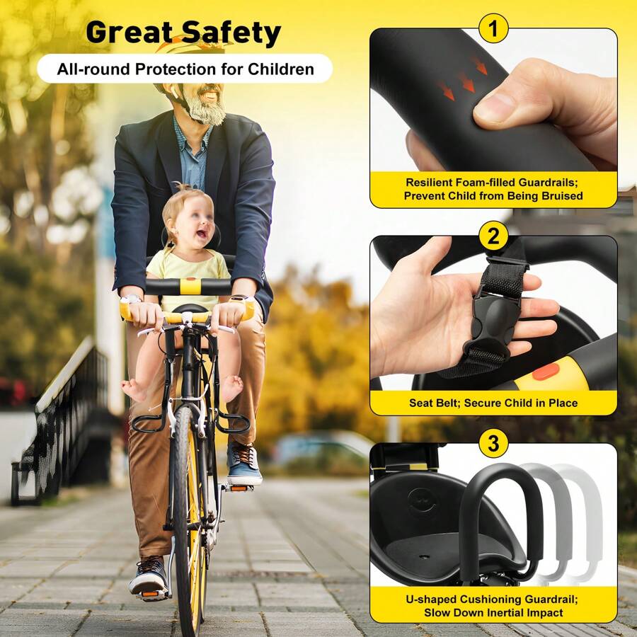 Asiento Infantil Para Bicicleta Ajustable Y Seguro, Con Manillar Y Pedales, Para Niños De 1 A 5 Años