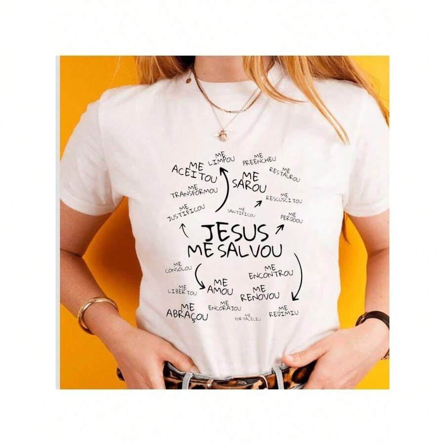 Women's Printed T-Shirt Jesus Saved Me - trắng - Xem 1