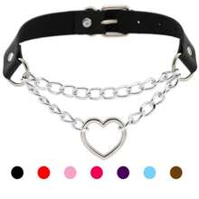 Yanxyad Collar gargantilla de cuero, collar gótico punk rock con forma de corazón, regalo para el Día de San Valentín, Día de la Madre - cláusula de cadena - Ver 1