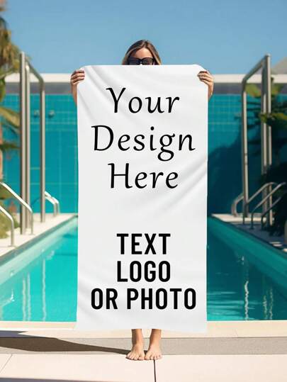 1pc Customized Beach Towel, Personalized Photo Towel, Customized Logo Towel, Dog Photo Towel, Summer Holiday Bathroom Decor, Ideal Gift For Her, Anniversary, Mother's Day, Birthday, Quick-Dry, Sand Free, Vacation Core, Beach Essential, Oversized