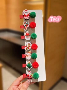 7/14/21 件儿童圣诞发夹，配可爱毛绒球 - 彩色 - 查看 13