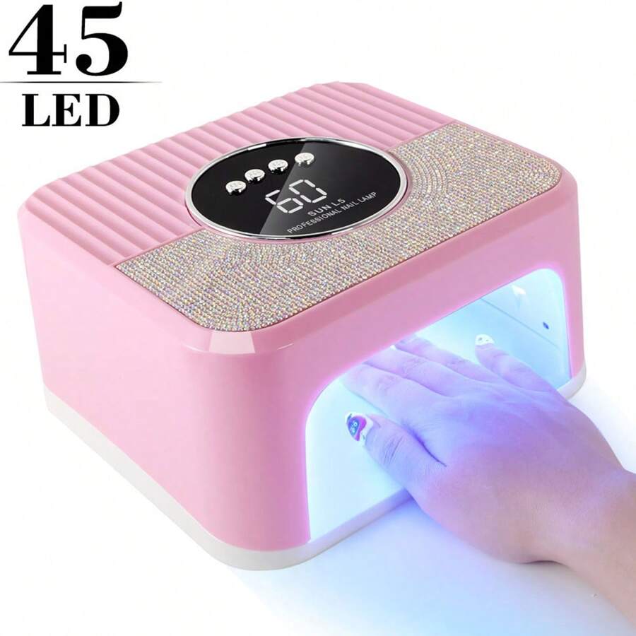 Đèn làm móng tay kim cương dính mới, máy sấy móng tay 45 đèn LED, đèn LED UV làm khô sơn móng tay dạng gel, có 4 bộ hẹn giờ, màn hình LCD cảm biến tự động, dụng cụ làm móng chuyên nghiệp, phụ kiện cho tiệm làm móng tay, móng chân - Xem 1