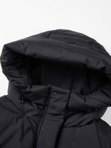 Risissida Up With Our Women's Minimalist Hooded Padded Coat - Perfect Puffer Jacket For Autumn/Winter With Convenient Pockets! - Black - View 4